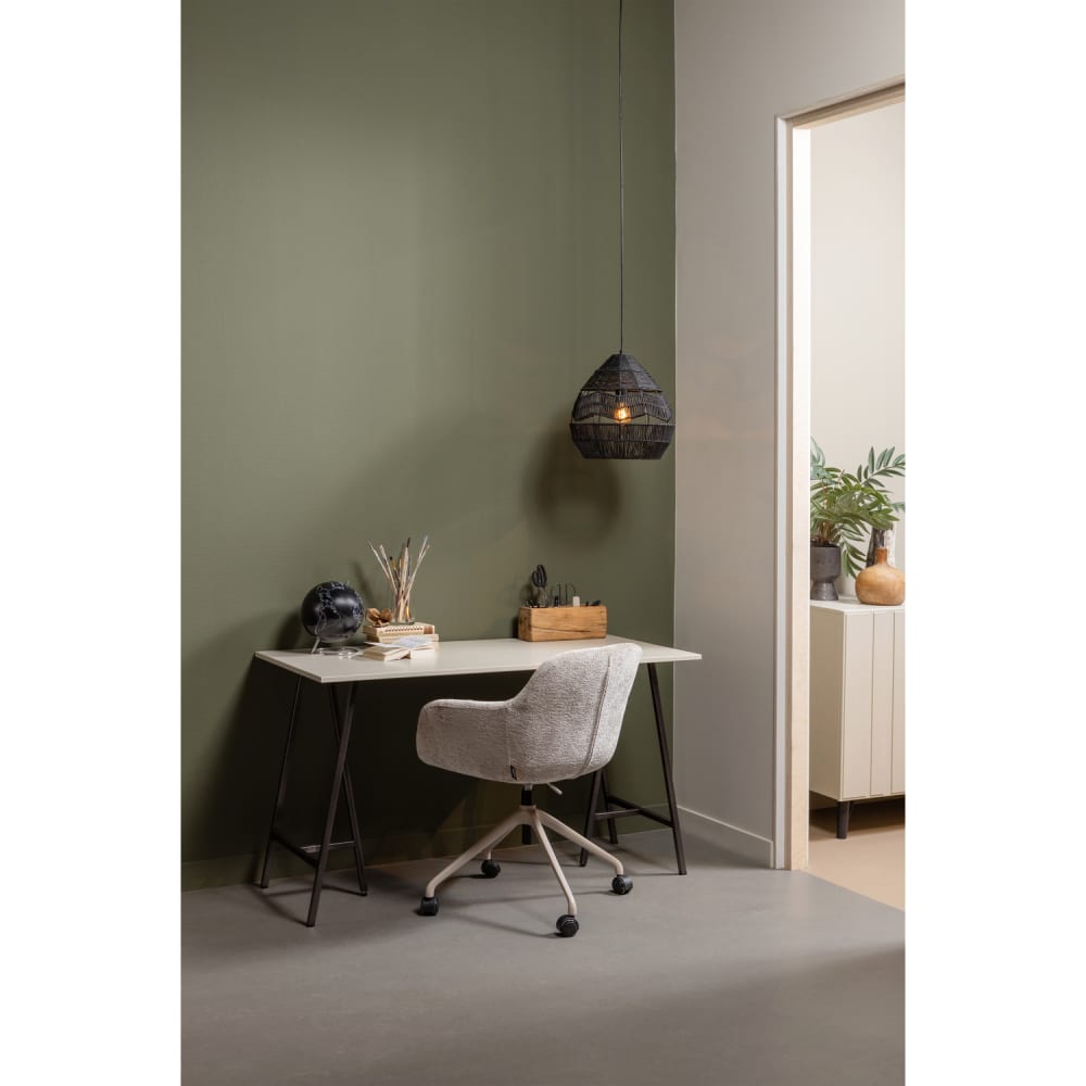 Chaise de bureau WOOOD Morros taupe en chenille avec piètement assorti — vue 2