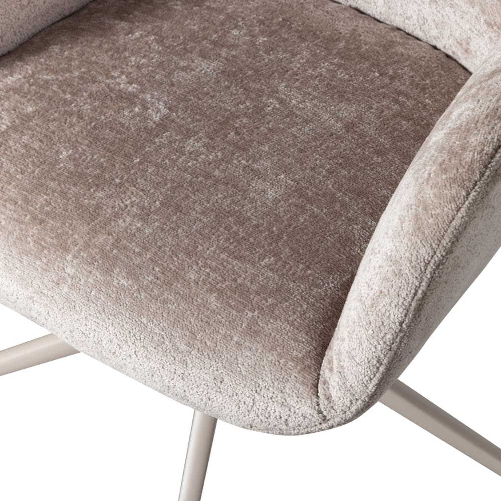 Chaise de bureau WOOOD Morros taupe en chenille avec piètement assorti — vue 3