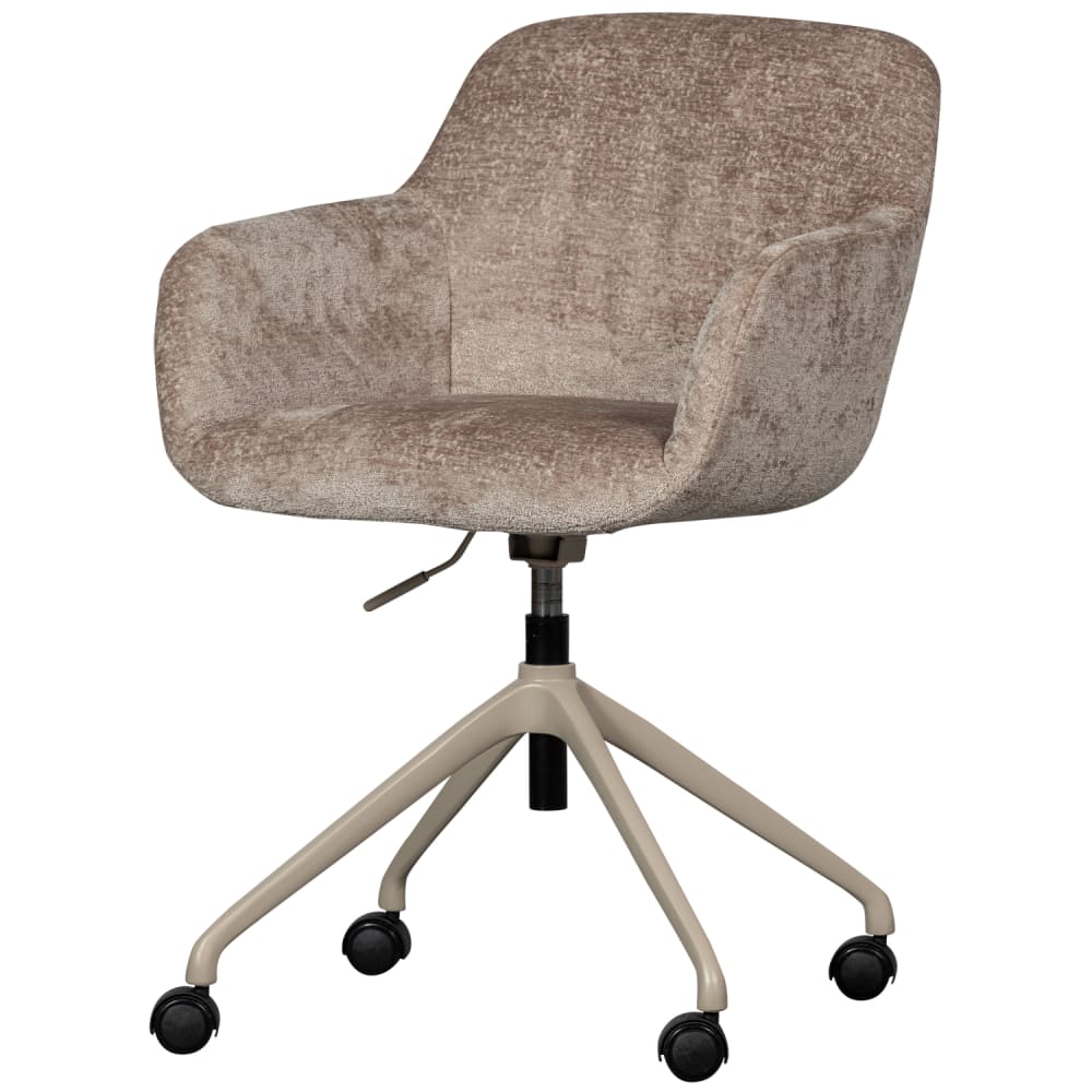 Chaise de bureau WOOOD Morros taupe en chenille avec piètement assorti — vue 4