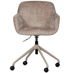 Chaise de bureau WOOOD Morros taupe en chenille avec piètement assorti