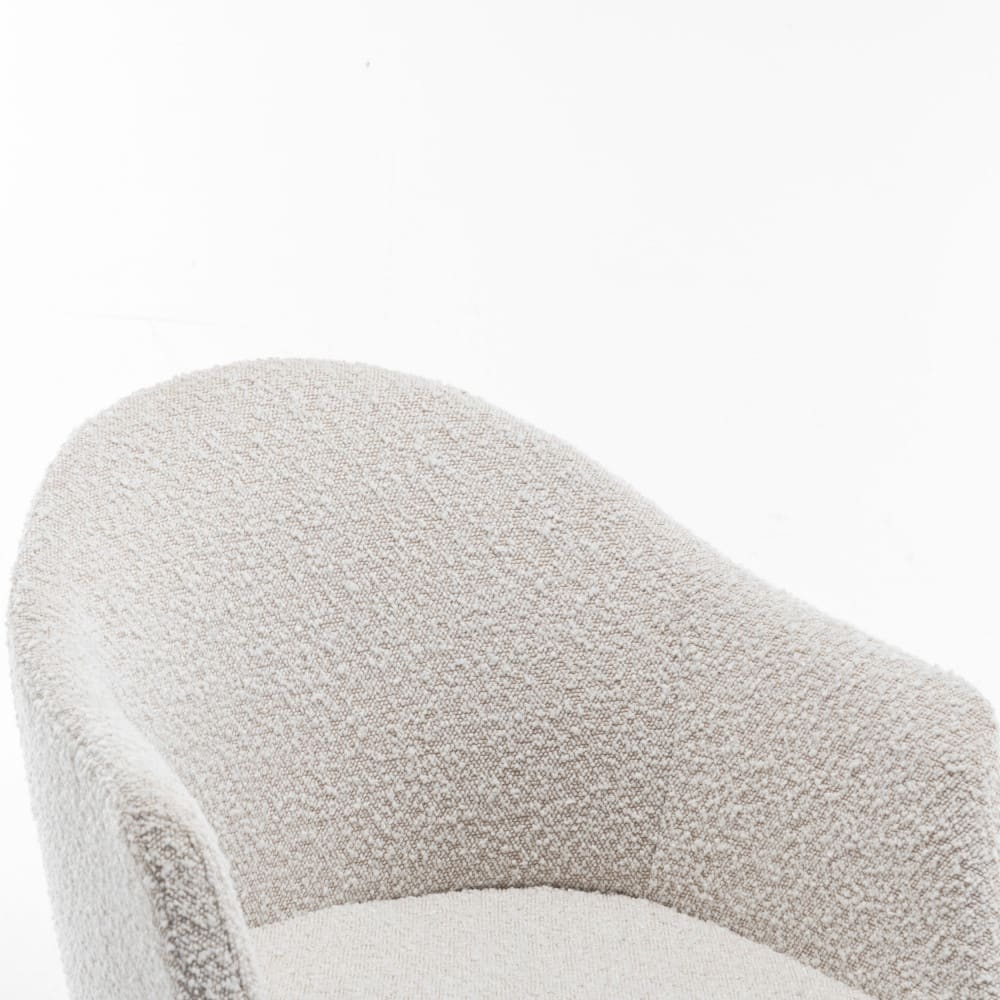 Chaise de bureau Kooij écrue en tissu bouclette avec accoudoirs et base pivotante — vue 3