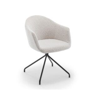 Chaise de bureau Kooij écrue en tissu bouclette avec accoudoirs et base pivotante
