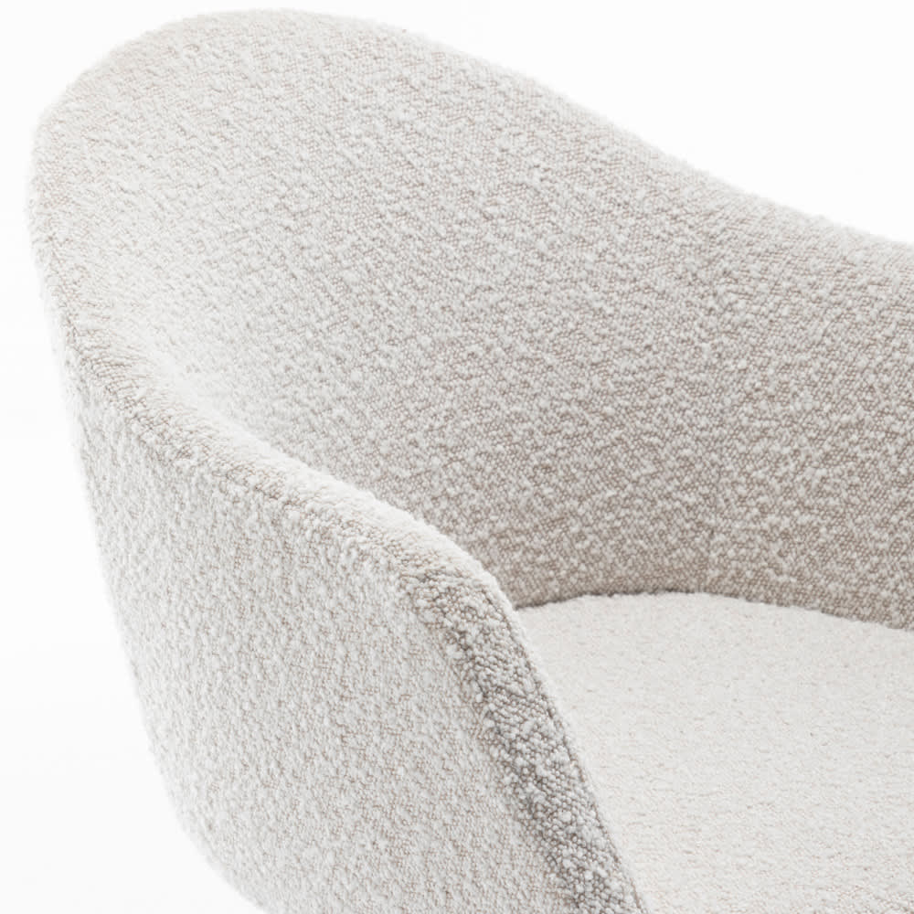 Chaise de bureau Kooij écrue en tissu bouclette avec accoudoirs et base pivotante — vue 5