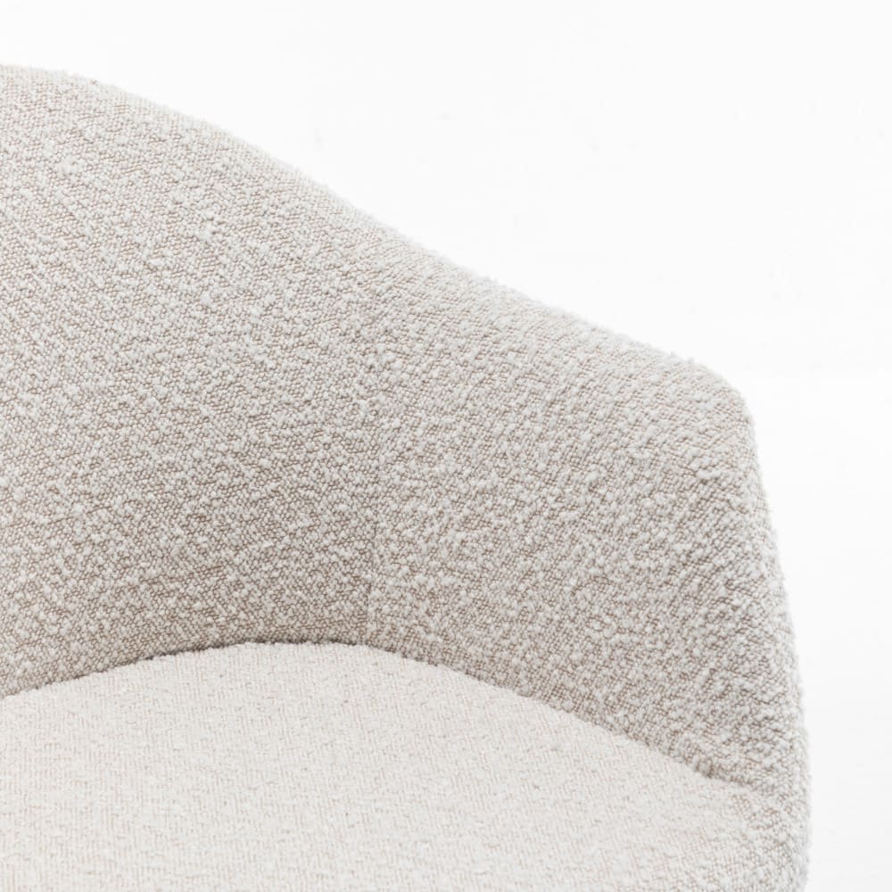 Chaise de bureau Kooij écrue en tissu bouclette avec accoudoirs et base pivotante — vue 6