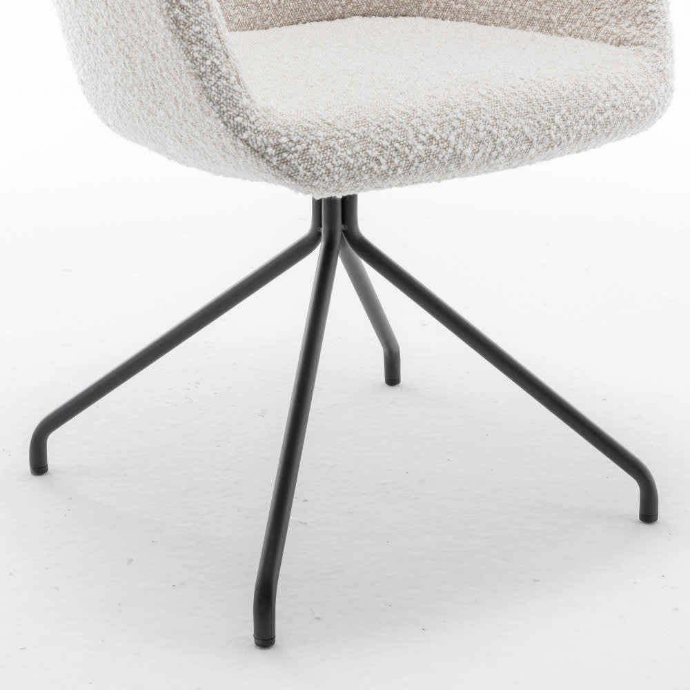 Chaise de bureau Kooij écrue en tissu bouclette avec accoudoirs et base pivotante — vue 7