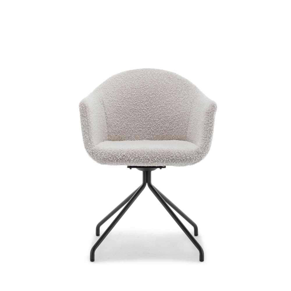 Chaise de bureau Kooij écrue en tissu bouclette avec accoudoirs et base pivotante — vue 10