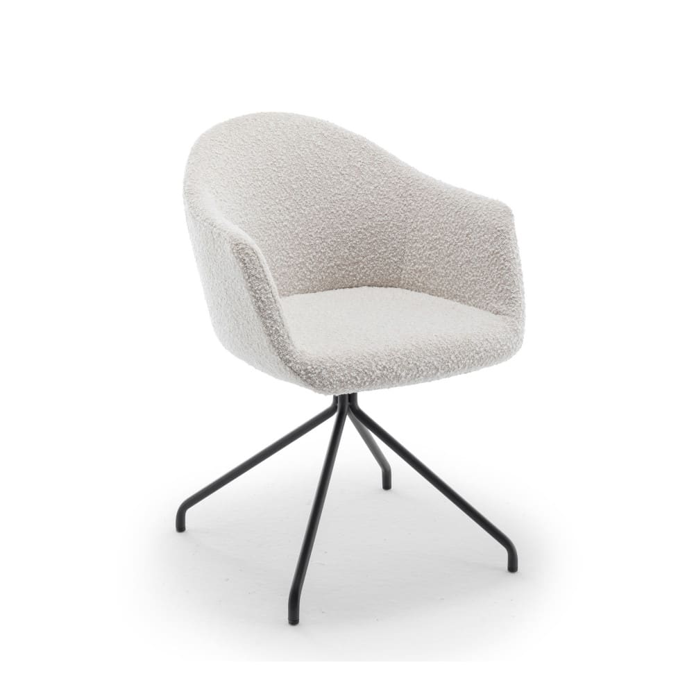 Chaise de bureau Kooij écrue en tissu bouclette avec accoudoirs et base pivotante