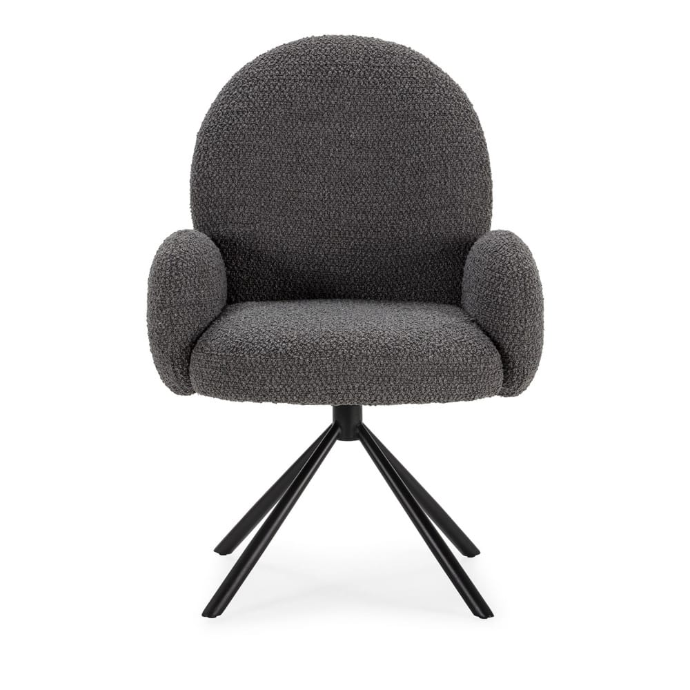 Chaise de bureau Douro en bouclette grise avec piètement métallique fixe — vue 3