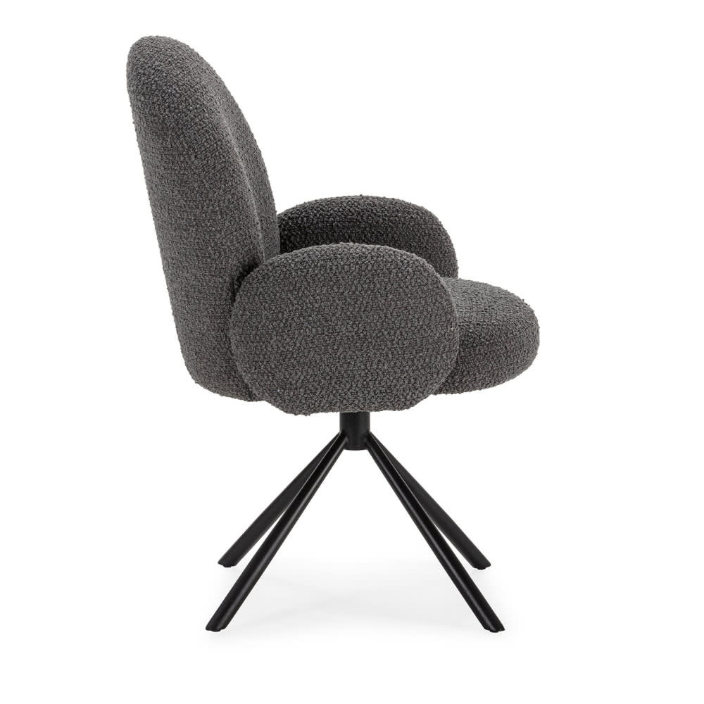 Chaise de bureau Douro en bouclette grise avec piètement métallique fixe — vue 4
