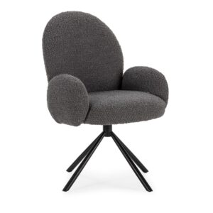 Chaise de bureau Douro en bouclette grise avec piètement métallique fixe
