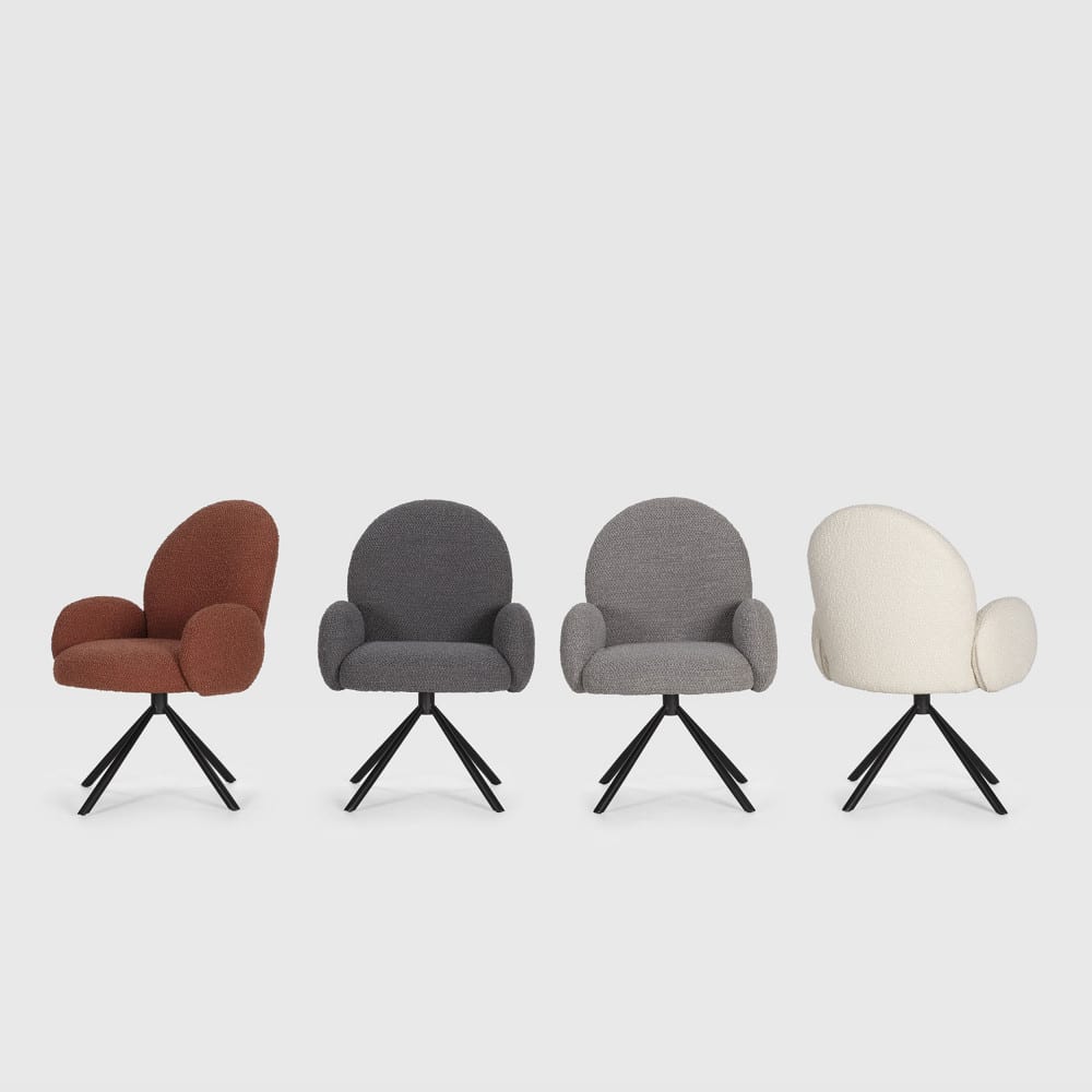 Chaise de bureau Douro en bouclette grise avec piètement métallique fixe — vue 6