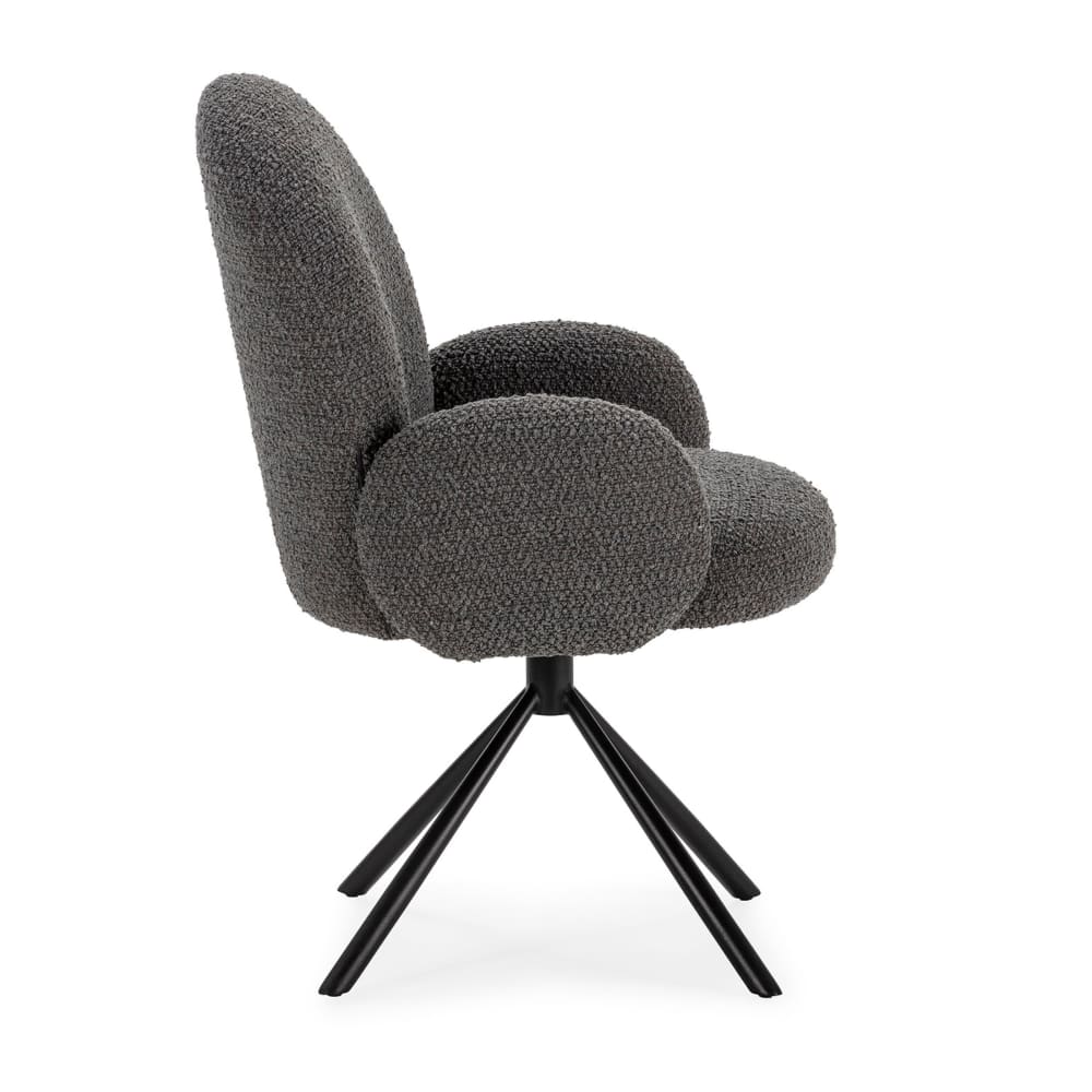 Chaise de bureau Douro en bouclette grise avec piètement métallique fixe — vue 7