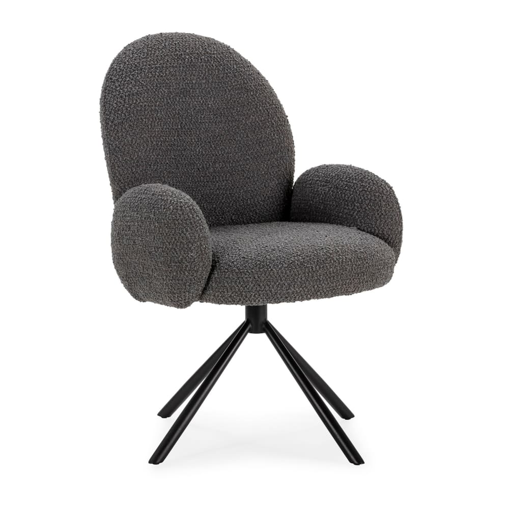 Chaise de bureau Douro en bouclette grise avec piètement métallique fixe — vue 8