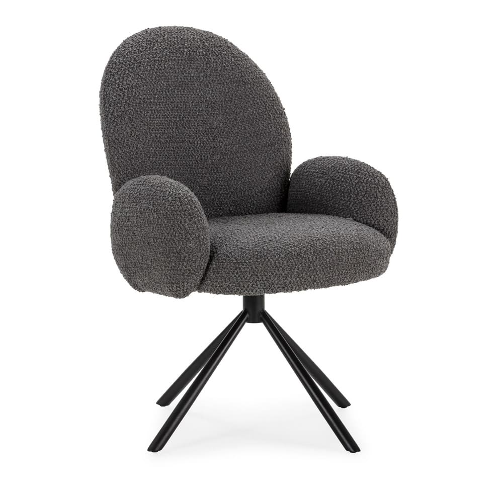 Chaise de bureau Douro en bouclette grise avec piètement métallique fixe