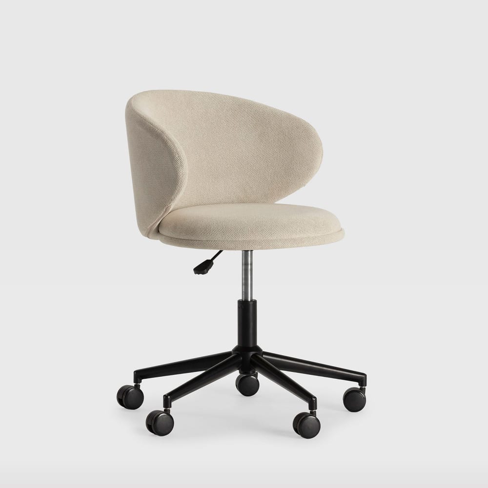 Chaise de bureau Havel beige avec assise tissu et piètement métal — vue 2