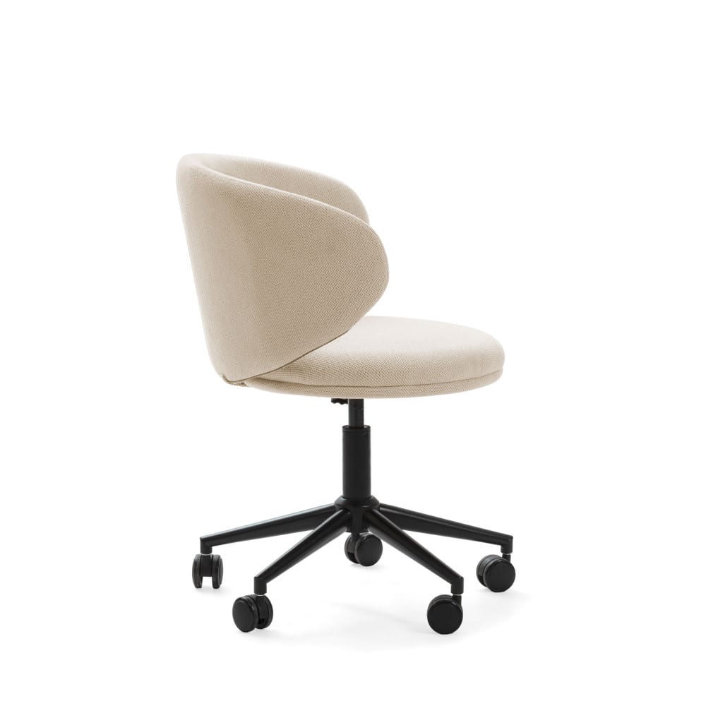 Chaise de bureau Havel beige avec assise tissu et piètement métal — vue 3