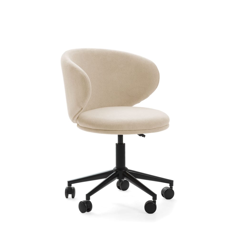 Chaise de bureau Havel beige avec assise tissu et piètement métal