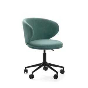 Chaise de bureau Havel en tissu vert eucalyptus et piètement métallique