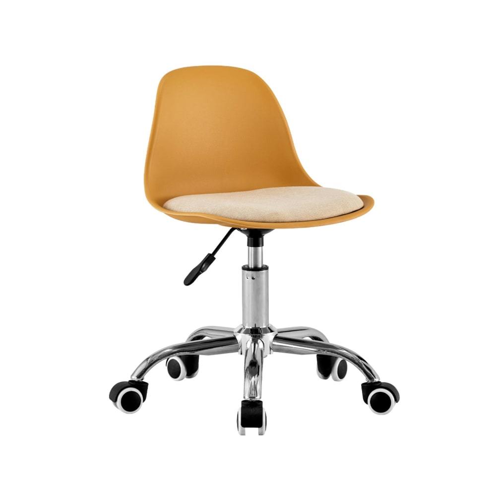 Chaise de bureau enfant Manel moutarde avec piètement chromé et roulettes — vue 2