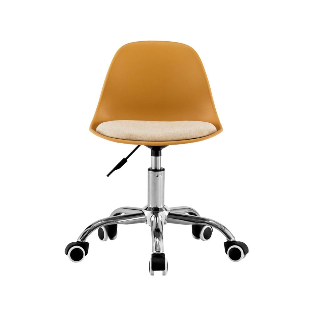 Chaise de bureau enfant Manel moutarde avec piètement chromé et roulettes — vue 3