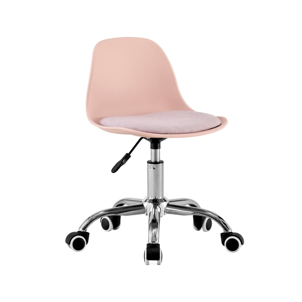 Chaise de bureau Manel rose pâle avec piètement chromé et roulettes — vue 2