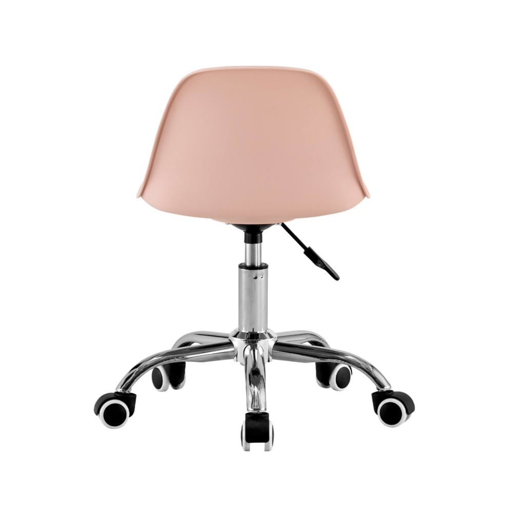 Chaise de bureau Manel rose pâle avec piètement chromé et roulettes — vue 4
