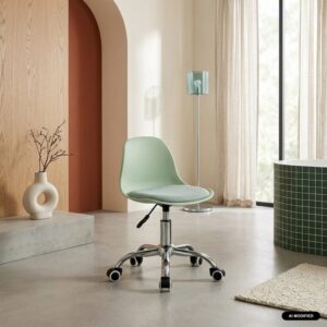 Chaise de bureau enfant sweeek Manel vert clair avec piètement chromé