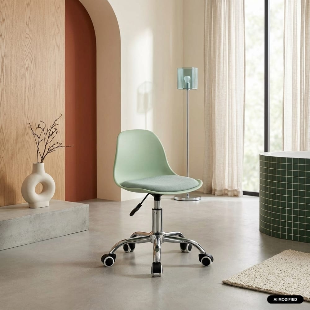 Chaise de bureau enfant sweeek Manel vert clair avec piètement chromé