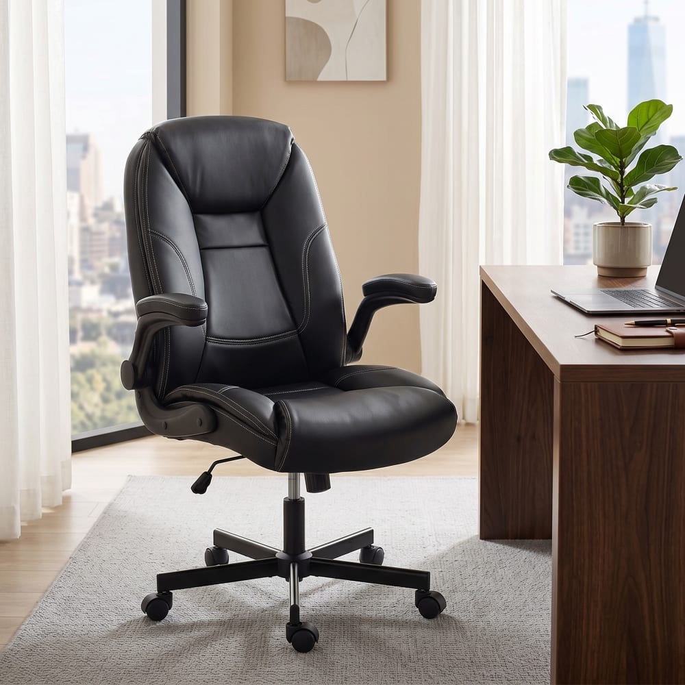 Chaise de bureau Homcom noire avec accoudoirs relevables et assise rembourrée — vue 2