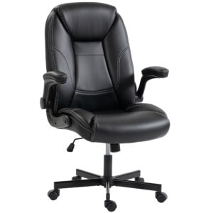Chaise de bureau Homcom noire avec accoudoirs relevables et assise rembourrée