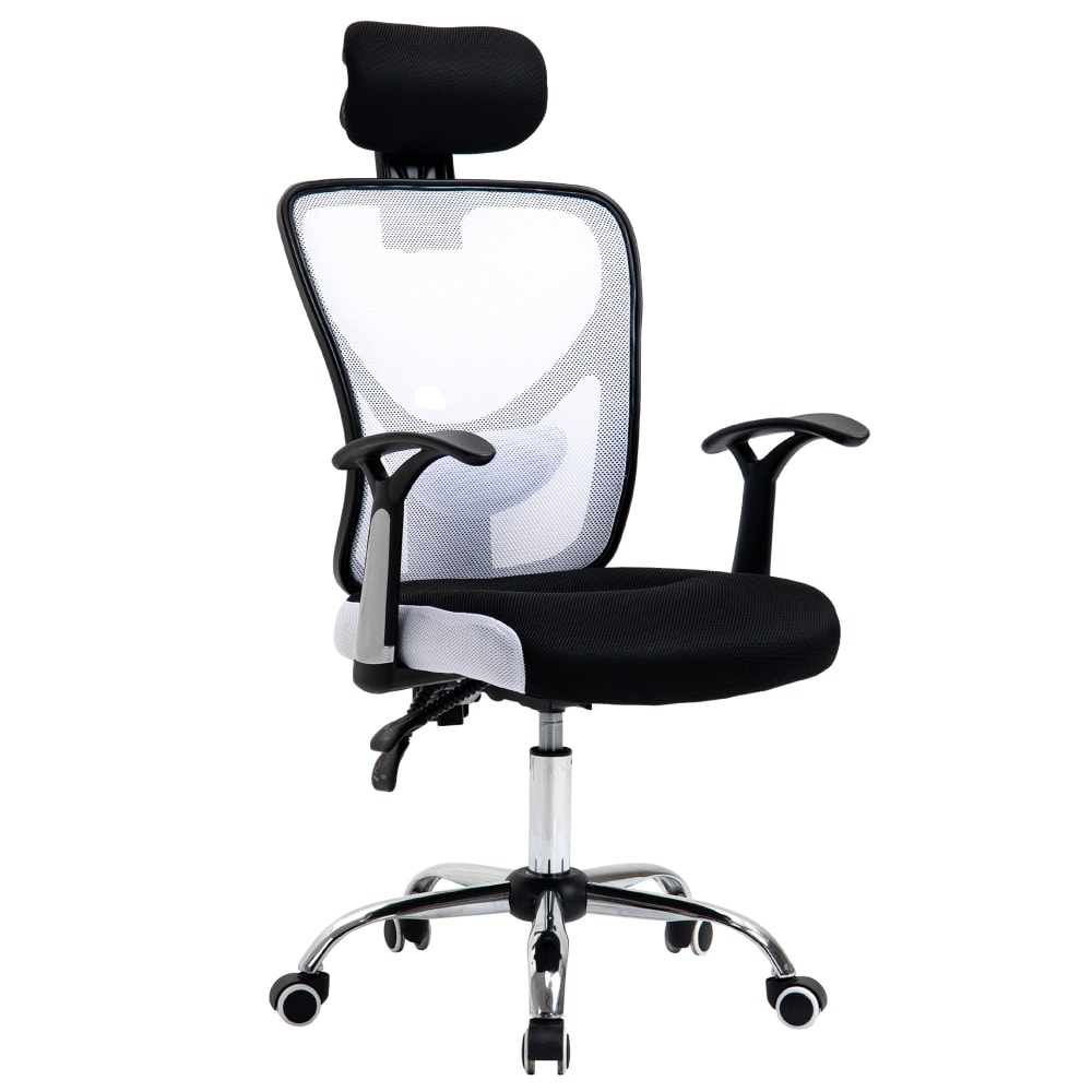 Chaise de bureau Vinsetto en maille noire et blanche avec appui-tête