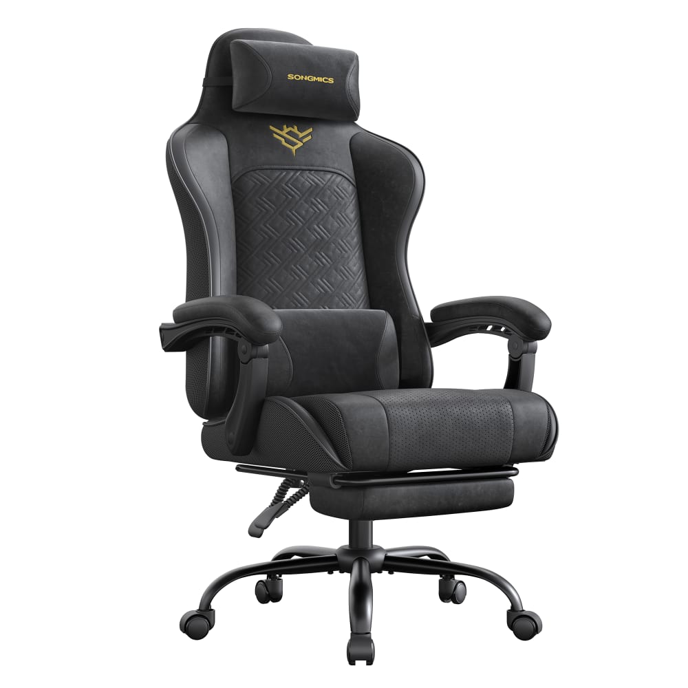 Chaise de bureau SONGMICS noire avec dossier inclinable et repose-pieds