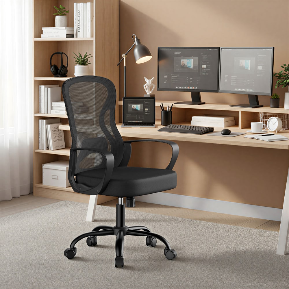 Chaise de bureau SONGMICS noire avec dossier en maille et assise réglable — vue 2