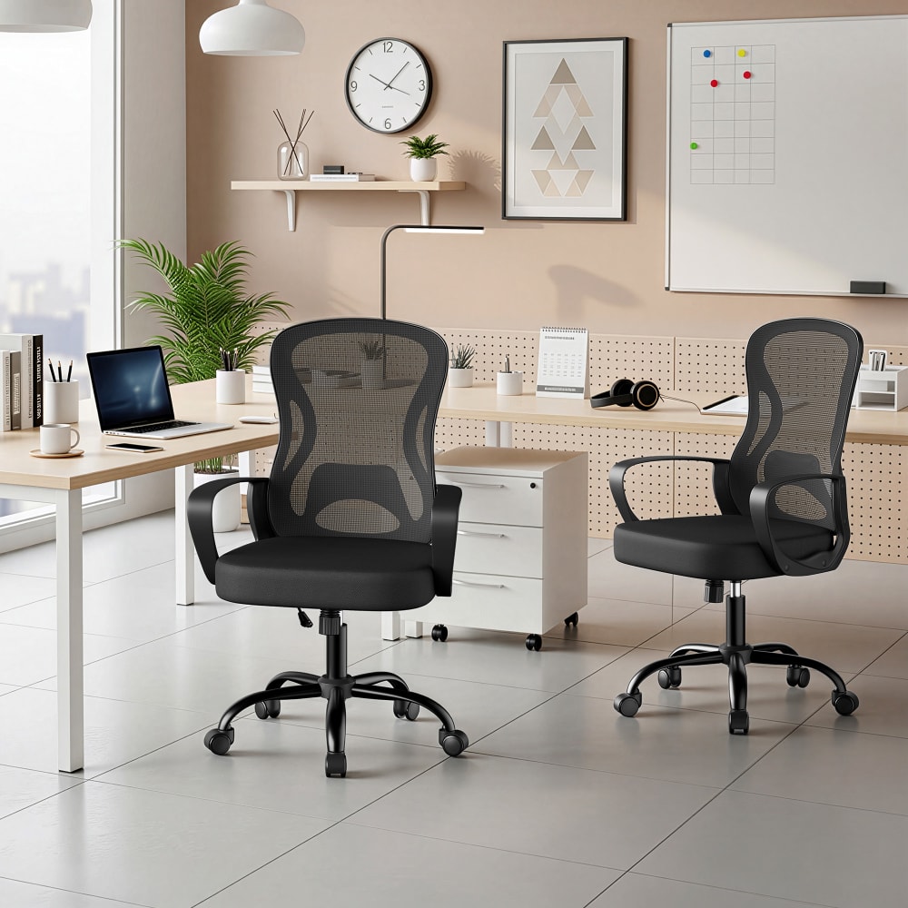 Chaise de bureau SONGMICS noire avec dossier en maille et assise réglable — vue 7