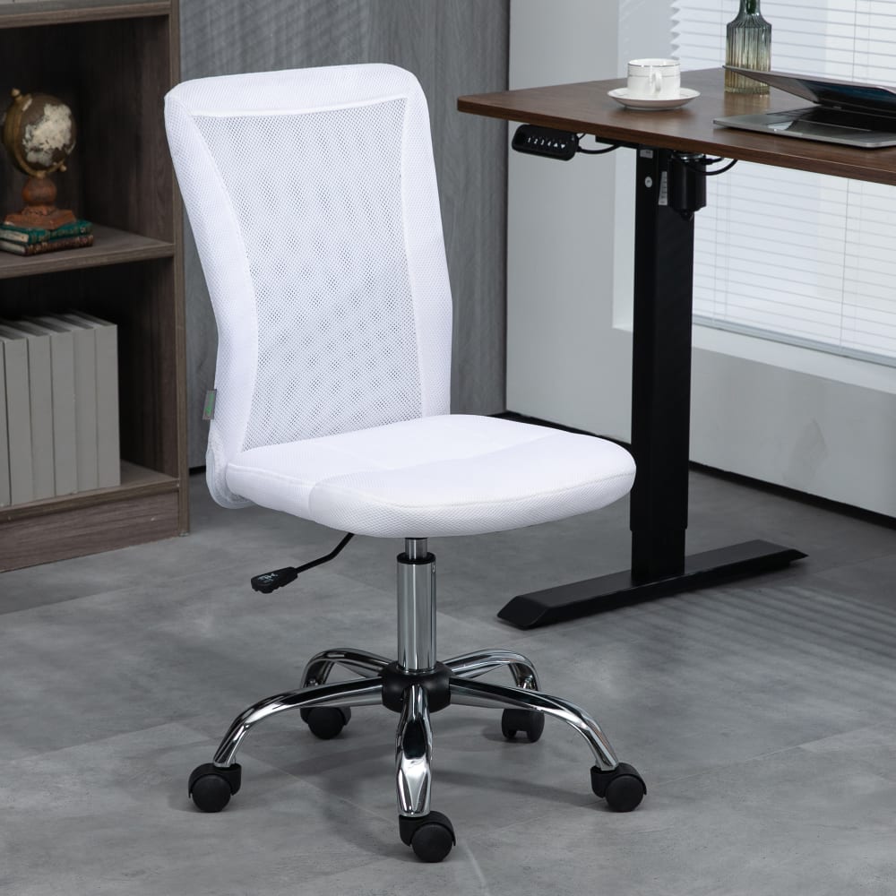 Chaise de bureau ergonomique Vinsetto blanche à maille et piètement chromé — vue 2