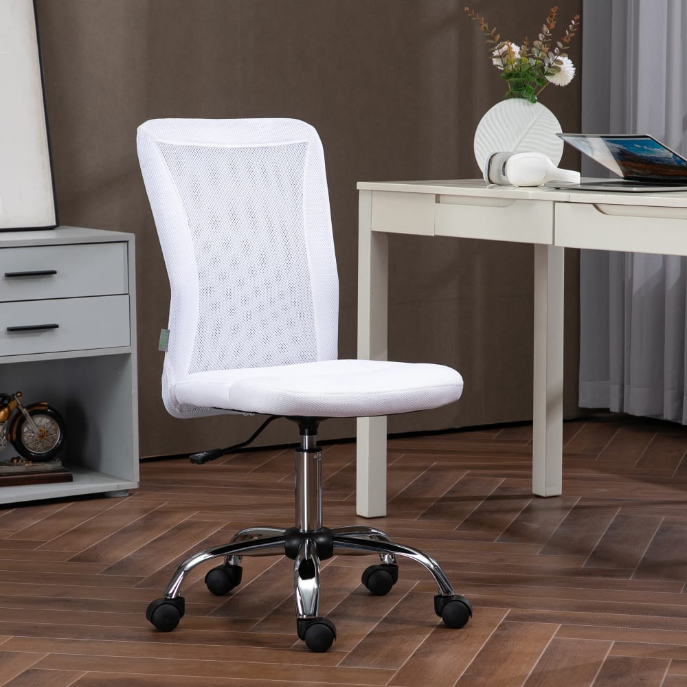 Chaise de bureau ergonomique Vinsetto blanche à maille et piètement chromé — vue 3