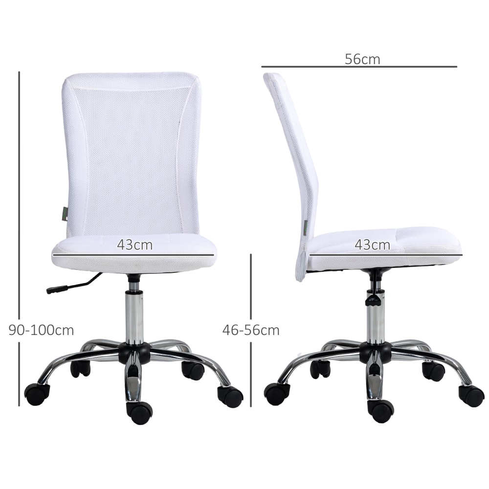 Chaise de bureau ergonomique Vinsetto blanche à maille et piètement chromé — vue 4
