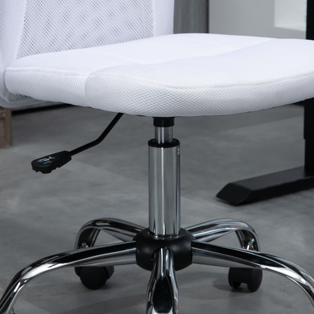 Chaise de bureau ergonomique Vinsetto blanche à maille et piètement chromé — vue 6