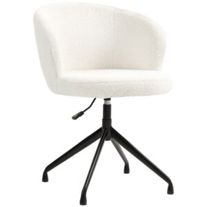 Chaise de bureau Homcom en tissu bouclette blanc crème, pivotante et réglable