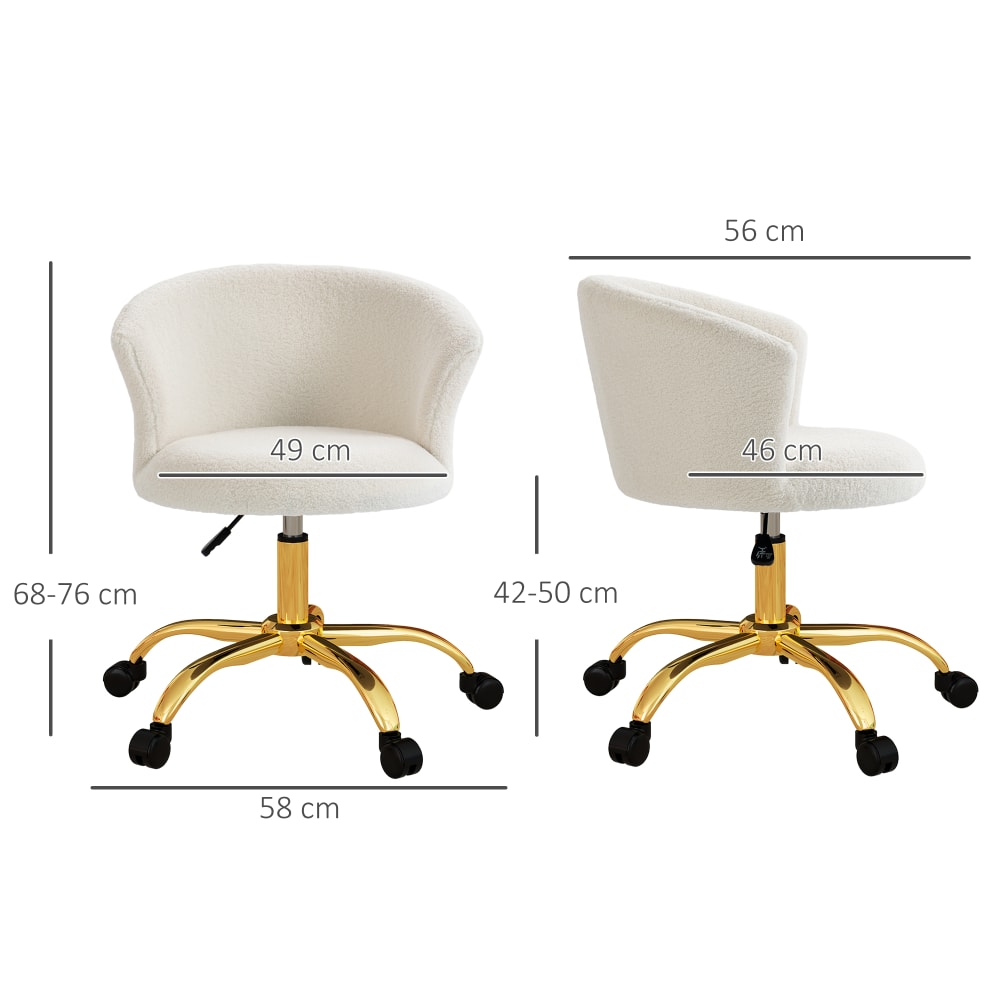 Chaise de bureau Vinsetto pivotante avec assise Teddy et structure en acier — vue 4