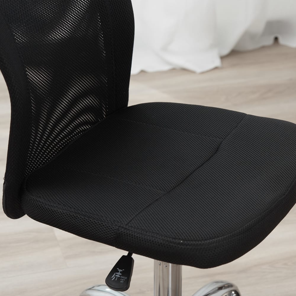 Chaise de bureau Vinsetto noire avec maille, assise réglable et piètement chromé — vue 8