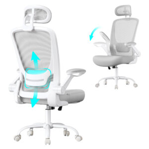 Chaise de bureau SONGMICS grise avec support lombaire et appui-tête