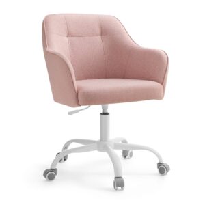 Chaise de bureau ergonomique SONGMICS rose avec assise rembourrée et roulettes