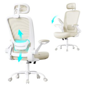 Chaise de bureau SONGMICS beige avec dossier en maille et accoudoirs