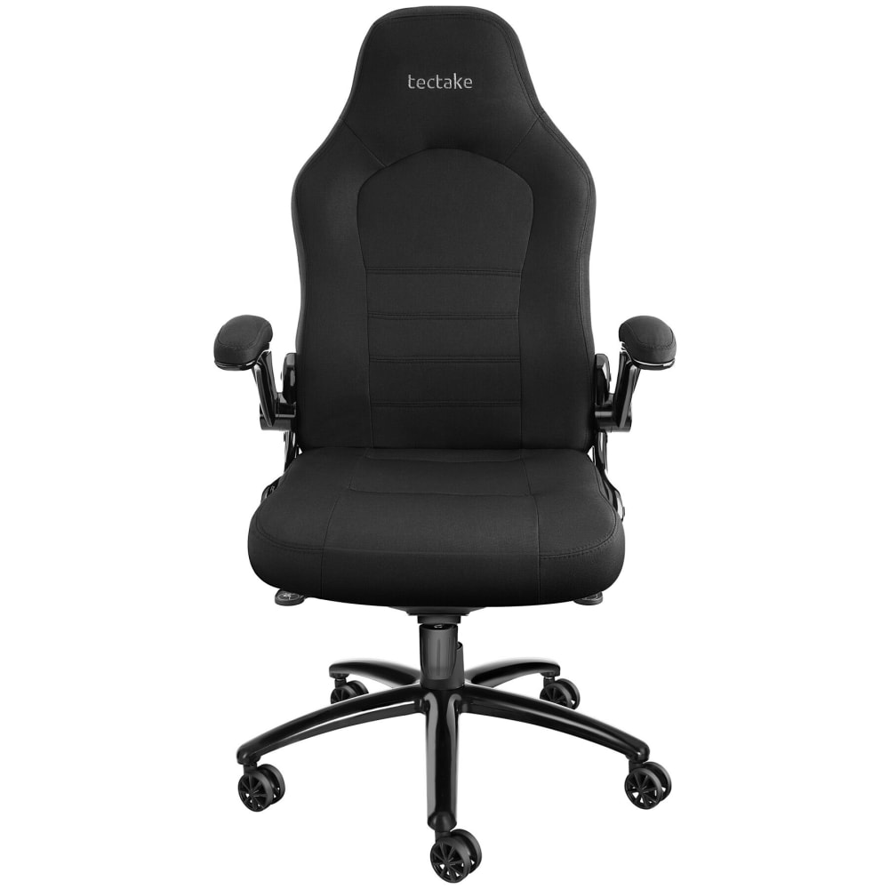 Chaise de bureau Tectake Springsteen en tissu noir avec accoudoirs rabattables — vue 3