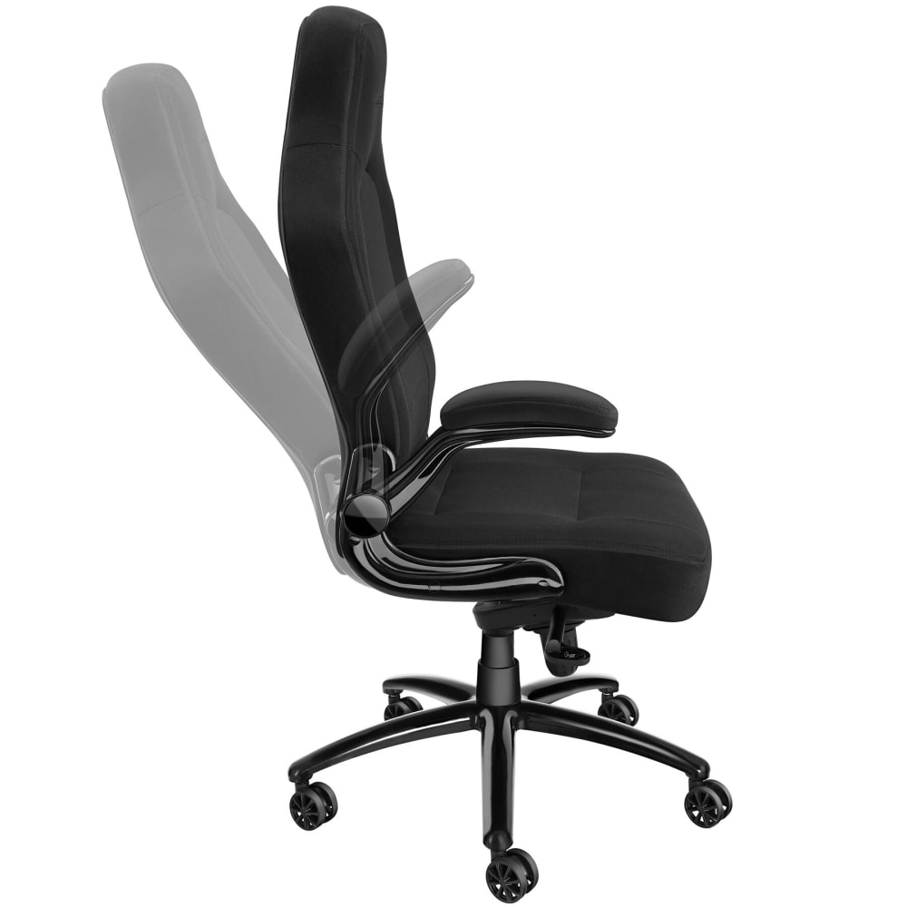 Chaise de bureau Tectake Springsteen en tissu noir avec accoudoirs rabattables — vue 4