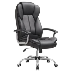 Chaise de bureau SONGMICS noire avec accoudoirs, appui-tête et base à roulettes