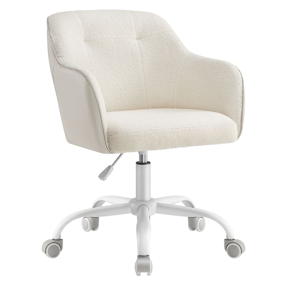 Chaise de bureau SONGMICS beige avec assise rembourrée, dossier courbé et roulettes