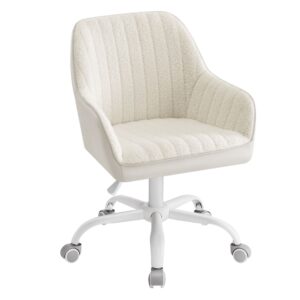 Chaise de bureau SONGMICS beige et blanc à assise pivotante réglable
