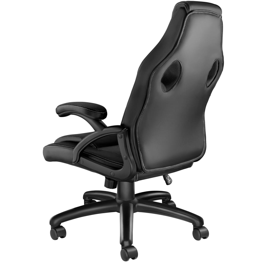 Chaise gaming Tectake noire avec assise rembourrée, accoudoirs et roulettes doubles — vue 5